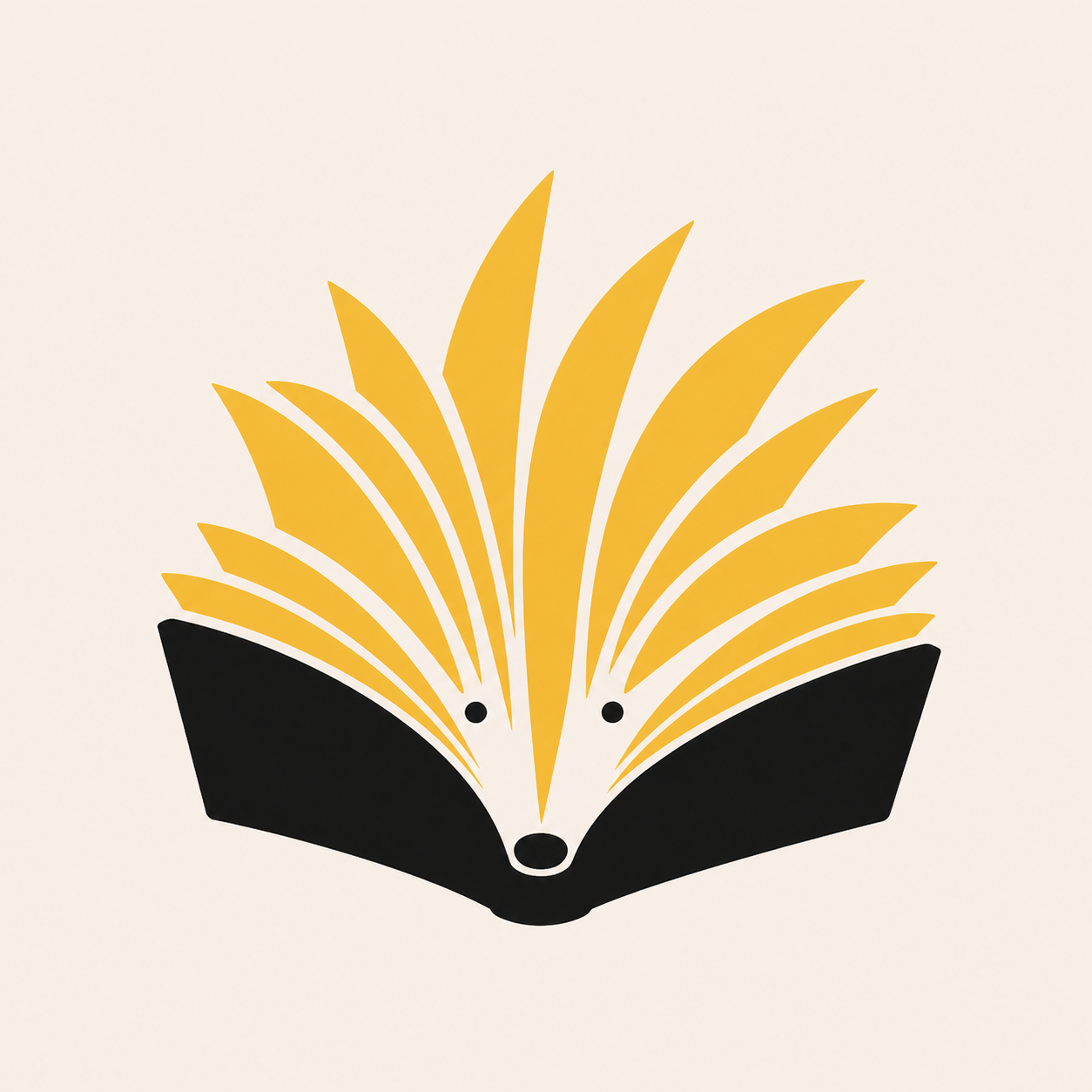 An open book whose fanned pages form a porcupine